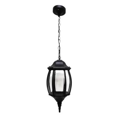 Imagem de Pendente Colonial Alumínio Preto 8 Faces Externo