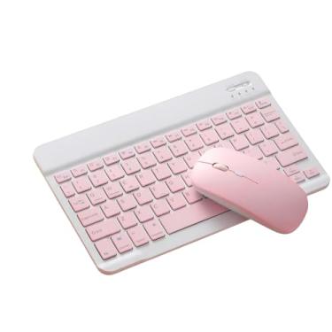 Imagem de Kit Teclado e Mouse sem Fio Bluetooth Magnético para Tablets e Celulares Compatível com Windows/Mac/Android Para Lite P610 Tab S6 (Rosa)