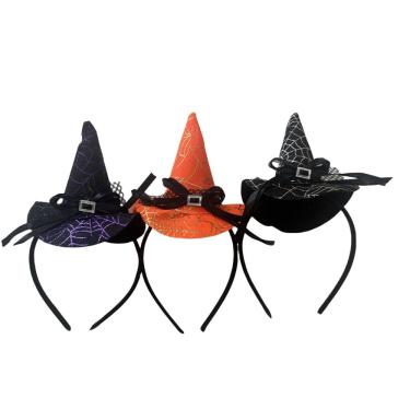 Imagem de Arco Chapéu Bruxa Infantil Halloween 11x22cm Laranja Roxo Preto - Festive