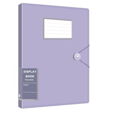 Imagem de Pasta de exibição de portfólio de arte com 60 capas de plástico transparente, fichário de armazenamento de 120 páginas para arte, desenho, pintura, roxo