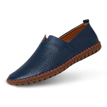 Imagem de Sapatos Loafer Mitvr de couro genuíno para homens, azul, tamanho 43EU