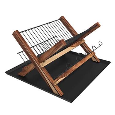 Imagem de Escorredor de Louças Dobrável com Bandeja em Madeira Teca e Aço, Stolf