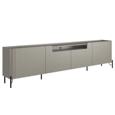 Imagem de Rack Para Sala de Estar TV 85 Pol 4 Portas Pés Industrial Preto Alef I