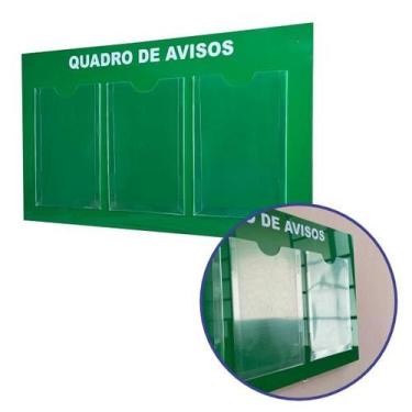 Imagem de Quadro Aviso Gestão Á Vista 3 Displays Transparente A4 Acm Verde Pared