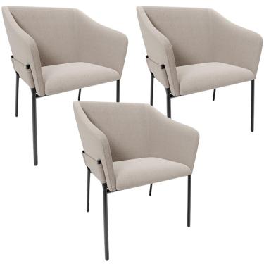 Imagem de Kit 4 Cadeiras Para Sala de Jantar Estar Living Olívia L02 Bouclê Creme - Lyam Decor