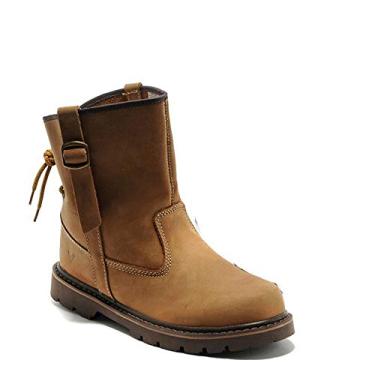 Imagem de Bigfanshu Botas masculinas de camurça para neve de couro sem cadarço, botas de caubói, sapatos quentes de inverno, moda masculina, cano médio, tênis fashion, botas ocidentais sem cadarço e sem zíper, Amarelo, 42 BR G