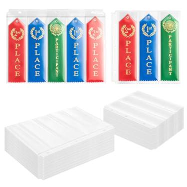 Imagem de Fiwochic 80 peças organizador de fita de prêmio para exibição de fita de natação de plástico transparente capa de armazenamento folhas organizador de ginástica mangas bolsos para scrapbook para