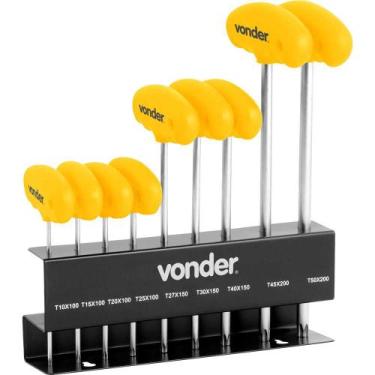 Imagem de Jogo De Chaves Hexalobular Cabo T T10 A T50 9 Peças Vonder