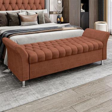 Imagem de Recamier Puff Estofado Casal 140 Cm ágata Veludo Terracota