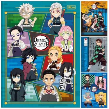 Imagem de Kit C/ 4 Caderno Demon Slayer TILIBRA Universitário BROCHURA - 80 Folhas