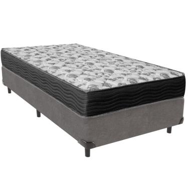 Imagem de Cama Box Cinza E Colchão Iso100 Espuma D33 Solteiro Ortobom