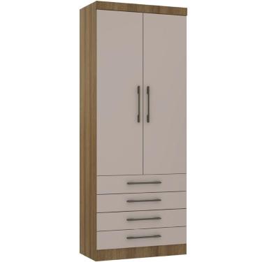 Imagem de Guarda Roupa Modulado 90cm 2 Portas E 4 Gavetas Paris Luciane Móveis Avelã Pf Com Cinammon Pf
