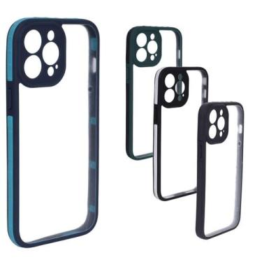 Imagem de Kit 4 Capas Borda Transparente Compatível Iphone 13 Pro Max - Tesla St