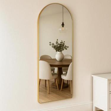 Imagem de Espelho Grande Corpo Inteiro Base Reta Moldura Alumínio Quarto Sala Ha