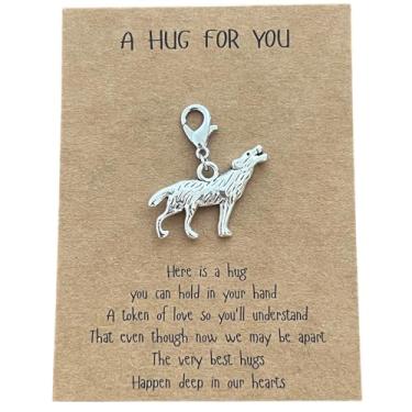 Imagem de AMOBESTER Pingente de lobo com fecho de zíper para colar de pulseira de animais selvagens