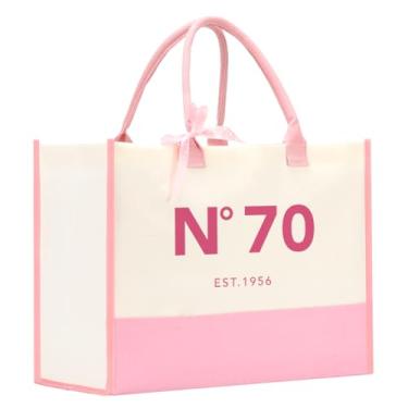 Imagem de NGLIV Presentes de aniversário de 70 anos para mulheres, presentes de aniversário de 1956 para mulheres, bolsa de lona para viagem, presente exclusivo de aniversário de 70 anos para mãe, esposa, tia
