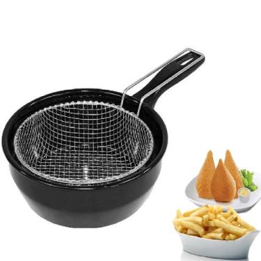 Imagem de Frigideira Fritatudo Com Cesto 20cm Panela Fritadeira Esmaltada Roa