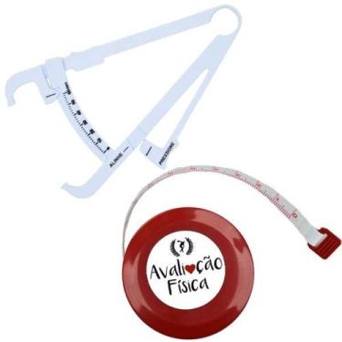 Imagem de Kit Medir Gordura Corporal Fita Metrica Imc Adipometro Avaliacao Fisic