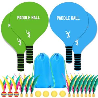 Imagem de Beeplove Conjuntos De Bolas De Paddleball De Praia - Raquetes Grandes De Paddleball, Pegada Antiderrapante Confortável, Brinquedos Esportivos Ao Ar Livre Para Adultos, Jogos Para A Família, Suprimen