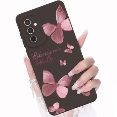 Imagem de CASBST Capa para celular Galaxy A36 5G, design de estampa de flores da moda, capa de silicone líquido, fina, à prova de choque e resistente a arranhões para Samsung A36 - Borboleta preta
