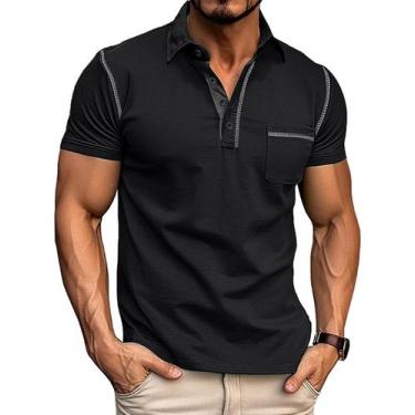 Imagem de Camisas polo Gleam Ledra para homens, algodão básico de manga curta