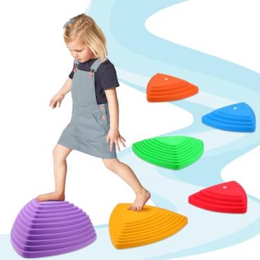 Imagem de Gentle Monster Stepping Stones Para Crianças, Conjunto De 6 Peças Para Equilíbrio Com Fundo Antiderrapante - Coordenação E Estabilidade De Exercícios, Equipamento Perfeito Para Jogos Internos E Extern