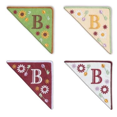 Imagem de TenDawn Marca de canto bordada personalizada, pacote com 4, canto de marcador de página de feltro inicial, presente para amantes de livros