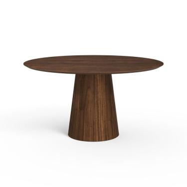 Imagem de Mesa De Jantar Redonda 150cm Scandi 8 Lugares Lamina Natural De Madeira Castanho