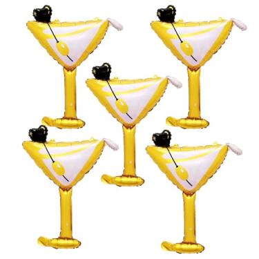 Imagem de Champagne Bottle Foil Balloons 5PCS Large Love Glass Helium Balloons Gold Champagne Aluminum Foil Balloon for Birthday Anniversary Engagement Bachelorette Party Decorations