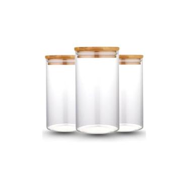 Imagem de Conjunto de 3 Potes Herméticos, Plástico PP Livre de BPA, Tampa com Vedação em Silicone, Transparente com Tampa Preta, 500ml/1000ml/1700ml, Empilháveis para Alimentos