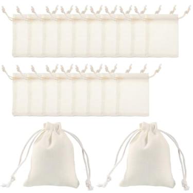 Imagem de 20 peças de sacos pequenos de musselina de 7 x 10 cm, bolsa de tecido de algodão com cordão duplo, bolsa de presente vazia para lembrancinhas de festa de casamento, joias, artesanato faça você mesmo