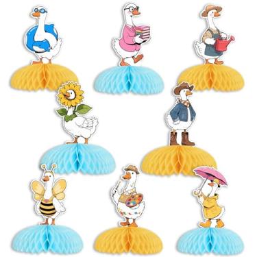 Imagem de Cheerupp 8 peças de decoração de centro de mesa com tema de ganso bobo engraçado, decoração de mesa de animais de fazenda, placas de mesa 3D Just A Silly Goose para chá de bebê, artigos de festa de