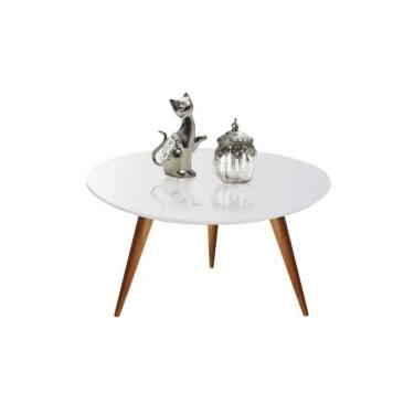 Imagem de Mesa Mesinha De Centro 70cm Laqueado Com Vidro Branco