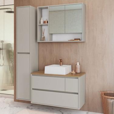 Imagem de Armário de Banheiro Belarus 6 Portas 1 Gaveta com Cuba e Espelho Arenas - Art In Móveis