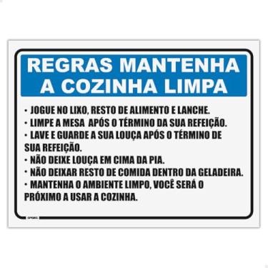 Imagem de SPORTINOX, Placa De Regras Para Cozinha Mantenha O Ambiente Limpo 25x18