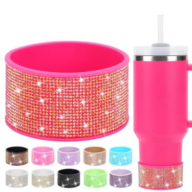 Imagem de Bota de silicone com strass para Stanley Quencher de 850 g, protetor de silicone antiderrapante para Qunercher Pro Tour Flip 30 0z, acessórios de copo para garrafas de água com base cilíndrica