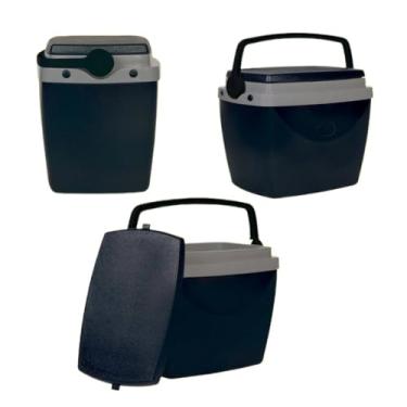 Imagem de Caixa Térmica 34 Litros 50 Latas Praia Piscina Lazer Jardim Camping Porta Copo Resistente (Preta)