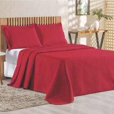 Imagem de Cobre Leito Queen Bouti Mavie Geométrico 180 Fios 3 Peças - Vermelho