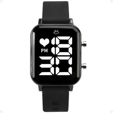 Imagem de Relogio Feminino Digital Quadrado Aço Inox Led Caixa