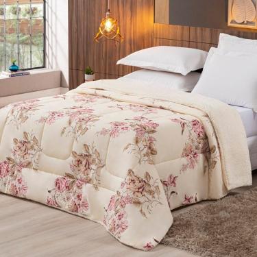 Imagem de Coberdrom Sherpa-percal 180 Fios Estampado Solteiro Gran Moratta 01 Peça - Caqui Floral