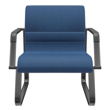 Imagem de Cadeira de Escritório Recepção com Braço Fixa Preta Lev P03 Crepe Azul - Lyam Decor