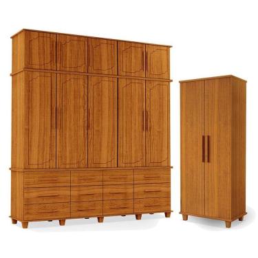 Imagem de Guarda Roupa Casal E Armário Multiuso Berlim Freijó - Luapa Móveis