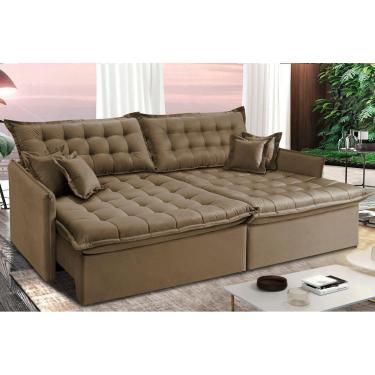 Imagem de Sofá Sem Caixa Retrátil E Reclinável 1,75m Cama Inbox Versátil Suede Velusoft Castor