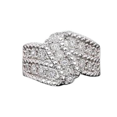 Imagem de Aliança de casamento feminina de zircônia brilhante de cor prata de luxo, 8, Latão, Zircônia cúbica