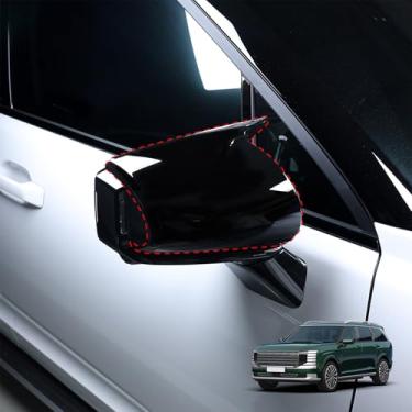 Imagem de Compatível com acessórios Hyundai Palisade 2026 Capa de espelho retrovisor estilo buzina ABS (preto brilhante)