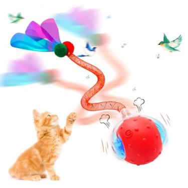 Imagem de Kavsgdow Brinquedos interativos para gatos em ambientes internos entediados, brinquedos para gatos ativados por movimento, presente divertido para gatos com 2 configurações de velocidade e 3 modos