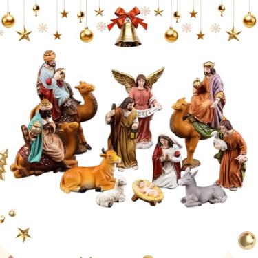 Imagem de Rrlihjgu Figurino Da Sagrada Família | Estatueta De Presépio Para Escrivaninha,Arte em Resina da Sagrada Família para Grupos de Igrejas Natalinos | Decoração para Lareira Armário Criado-mesa Parapeito