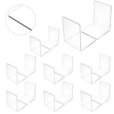 Imagem de 16 peças de suportes de livros de acrílico transparente para prateleiras, divisórias em forma de L, suporte organizador de mesa, suporte para escola, escritório, casa, livros, CDs, arquivo
