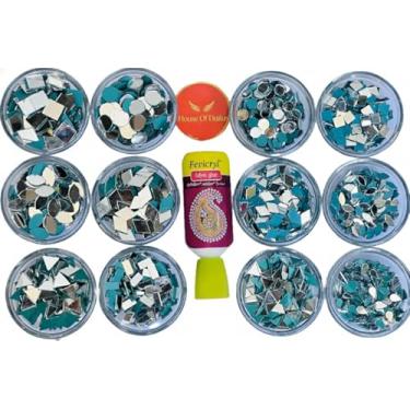 Imagem de HOUSE OF DAILUS "Kit de espelho multiformas para fabricação de joias, arte Lippan, trabalho de lama e projetos de artesanato DIY com cola de tecido grátis – Espelhos decorativos para artesanato