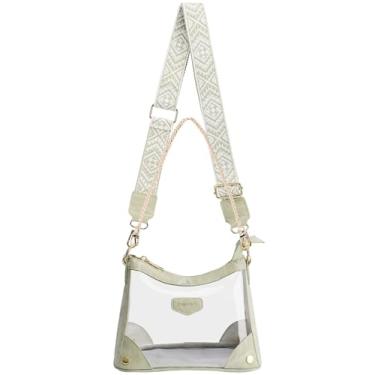 Imagem de TINYAT Bolsa transparente transparente para eventos de estádio para mulheres com alça larga ajustável bolsa de ombro transparente para esportes, Verde/T5214